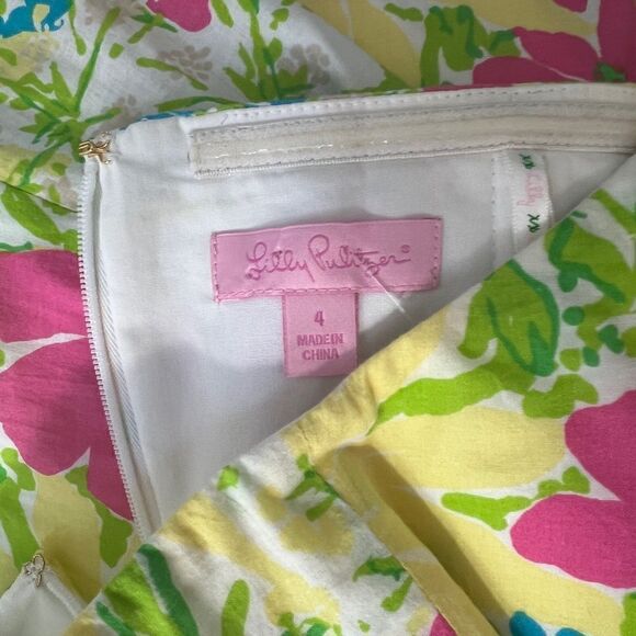 Lilly Pulitzer Strapless Yellow and Pink Floral Cocktail Dress Size 4 - Picture 4 of 6